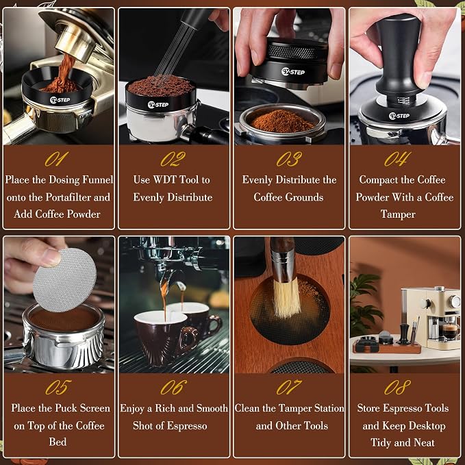 Y-Step 8 Pcs Espresso Accessories Kit, 53.3mm Espresso Tamper Kit Espresso Tools - Image 6