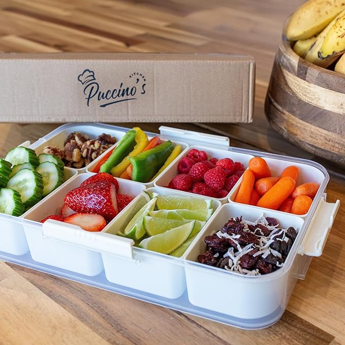 Puccino's Kitchen Snackle Box Container; 1 Pack; Microwave and Dishwasher Safe; Versatile snack box; Serving tray; Ideal Lunchable Container; snack box container serving dish; adult bento box