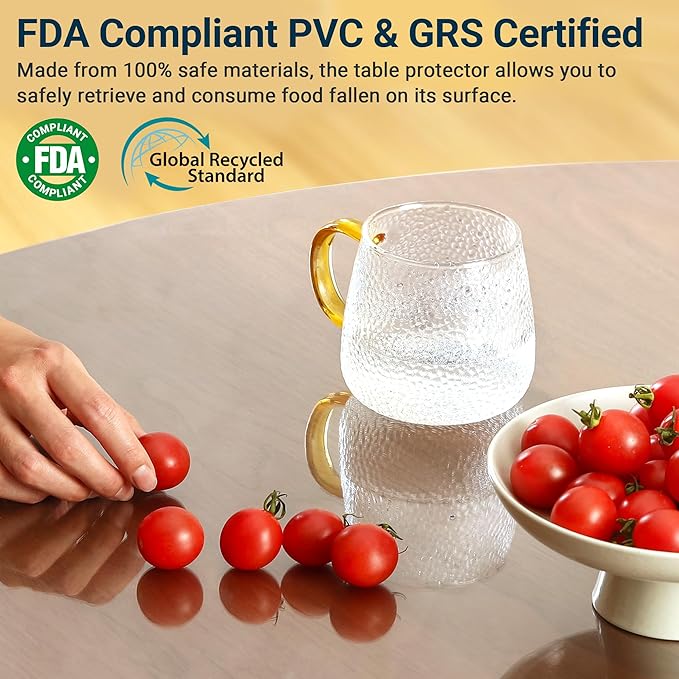 Clear Table Cover Protector Rectangle 30 x 48 Inch, 1.5mm Transparent Plastic Table Protector Waterproof, Anti-Scratch Clear Desk Mat for Office Desktop Dresser Dining Table, FDA Compliant