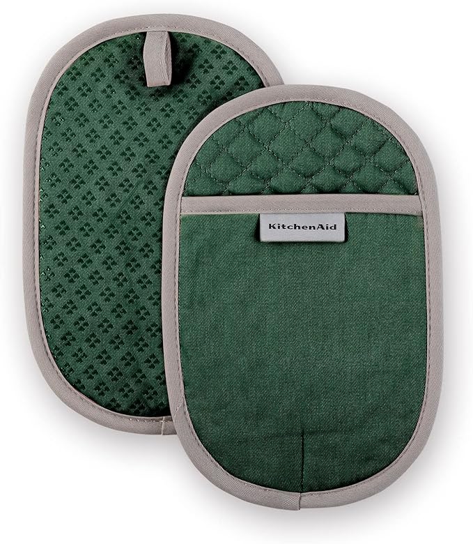 KitchenAid Asteroid Pot Holder 2-Pack Set, Pebbled Palm Green, 6.5"x10"