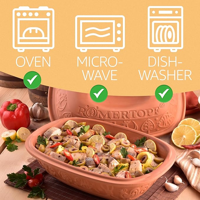 Romertopf Clay Roaster | Non-Stick Dutch Oven | Healthy Pot Cooking | Clay Baker | Versatile Cooking Vessel - 3.2 Quarts (3 Liters) for up to 4 people