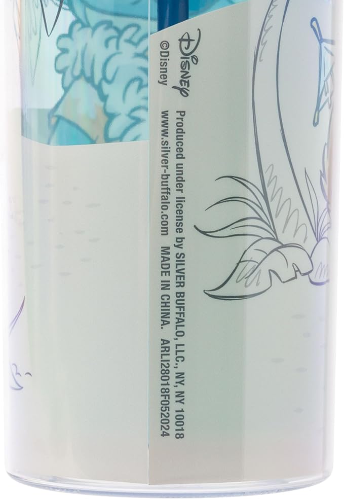 Silver Buffalo Disney Lilo and Stitch Island Stitch Plastic Tall Cold Cup with Lid and Straw, 20 Ounces