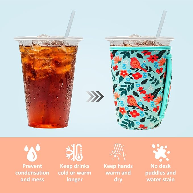 KJQJLY 3 Pack Reusable Iced Coffee Sleeves - Image 3