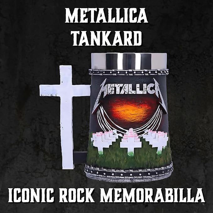 Nemesis Now Metallica Master of Puppets Tankard, Hand-Painted Resin, Officially Licensed Metal Album Art, Stainless Steel Insert, 15.5cm