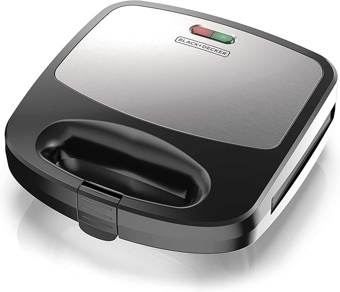 BLACK+DECKER 3-in-1 Waffle Iron, WM2000SD, Grill and Sandwich Press, Non-Stick Removable Plates, Space Saving Compact Design