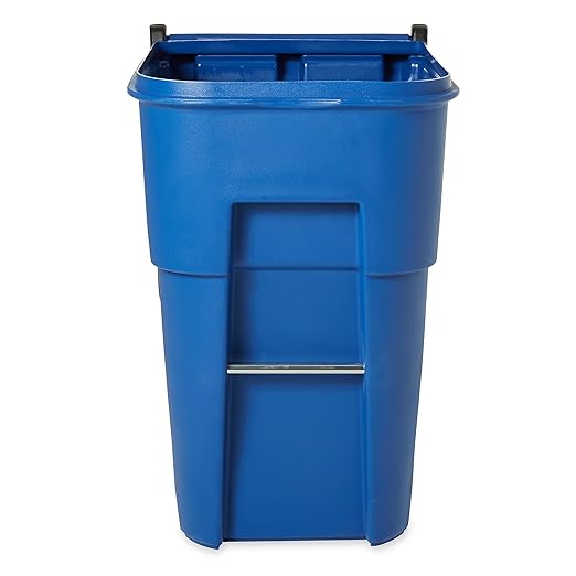 Rubbermaid Commercial Products BRUTE Rollout Trash/Garbage Can/Bin with Wheels, 95 Gal, Blue, for Restaurants/Hospitals/Offices/Back of House/Warehouses/Home