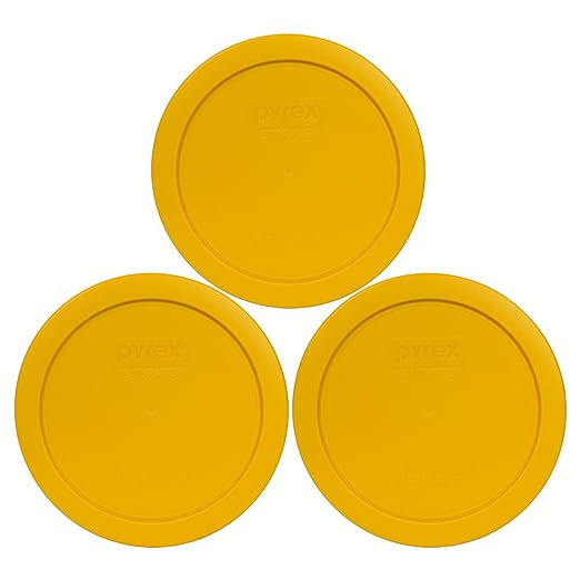 Pyrex 7201-PC Butter Yellow Round 4 Cup Plastic Storage Lid, Made in USA - 3 Pack