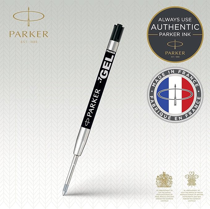 Parker Refill for Parker Retractable Gel Ink Roller Ball Pens, Medium Conical Tip, Black Ink, 2/Pack