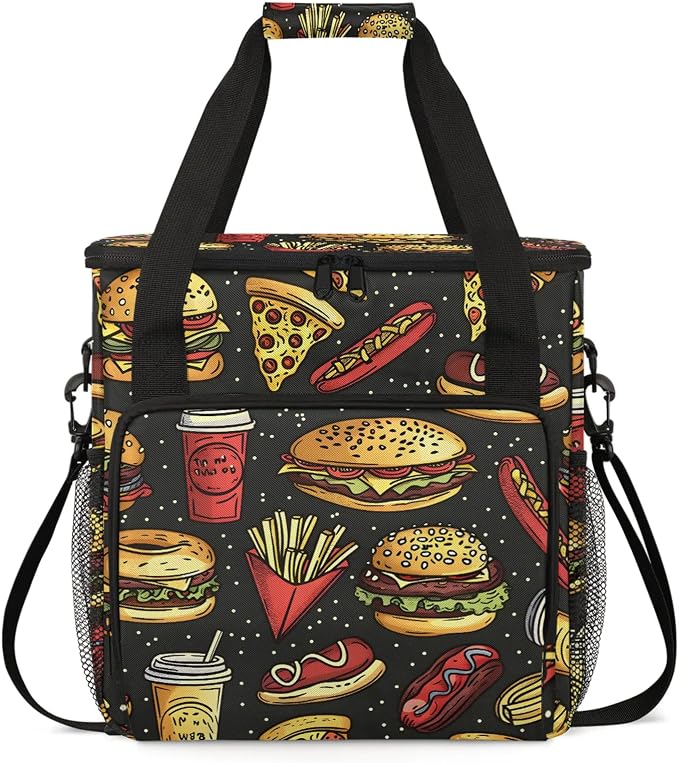 Delicious Fastfood Coffee Maker Travel Bag, Food Pizza Chips Hot Dog Insulated by Home