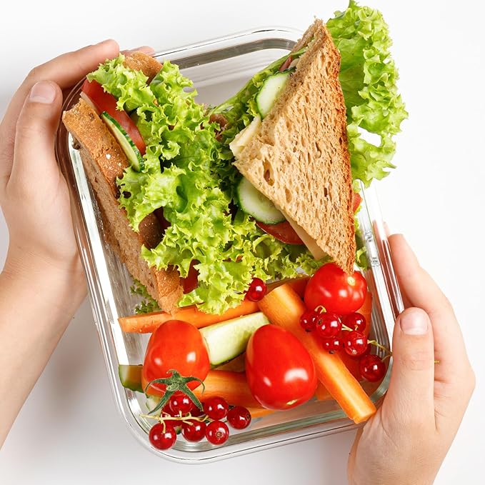 BYLWORKOUT Glass Meal Prep Containers 3 Pack | Borosilicate Food Storage Containers with Airtight Leak-Proof Vented Lids | Microwave, Oven, Freezer & Dishwasher Safe Glass Lunch Boxes for Kitchen