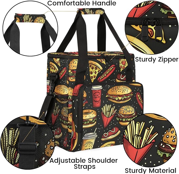 Delicious Fastfood Coffee Maker Travel Bag, Food Pizza Chips Hot Dog Insulated - Image 6