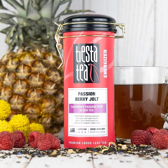 Tiesta Tea - Tea Tin Gift Box, Loose Leaf, High to Non Caffeinated Variety Pack, Make Hot & Iced, 3 Tins of Assorted Blends, Passion Berry Jolt, Fruity Paradise and Lavender Chamomile