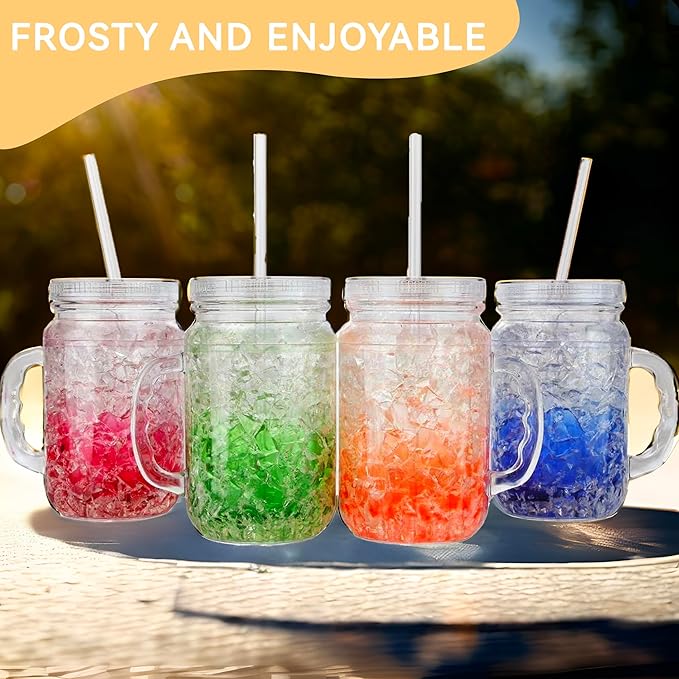 Lily's Home Old Fashion Drinking Glasses at BBQs and Parties, Clear with Assorted Color Accents (With Lids and Straws)