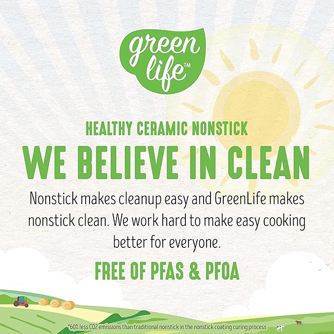 GreenLife Soft Grip Diamond Sandstone Healthy Ceramic Nonstick, 2QT Saucepan Pot with Lid, PFAS-Free, Dishwasher Safe, Turquoise and Cream