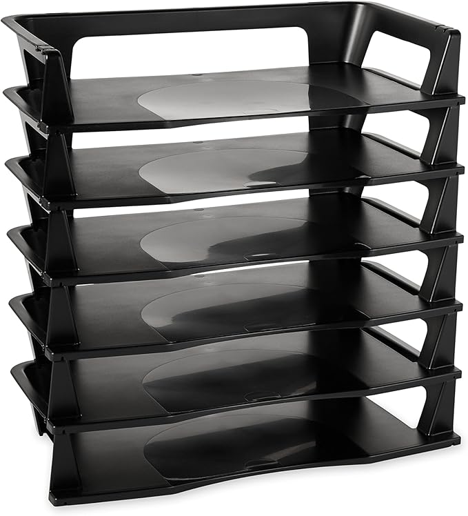 Rubbermaid Regeneration Letter Tray, Six Tier, Plastic, Black (86028) (Pack of 6)