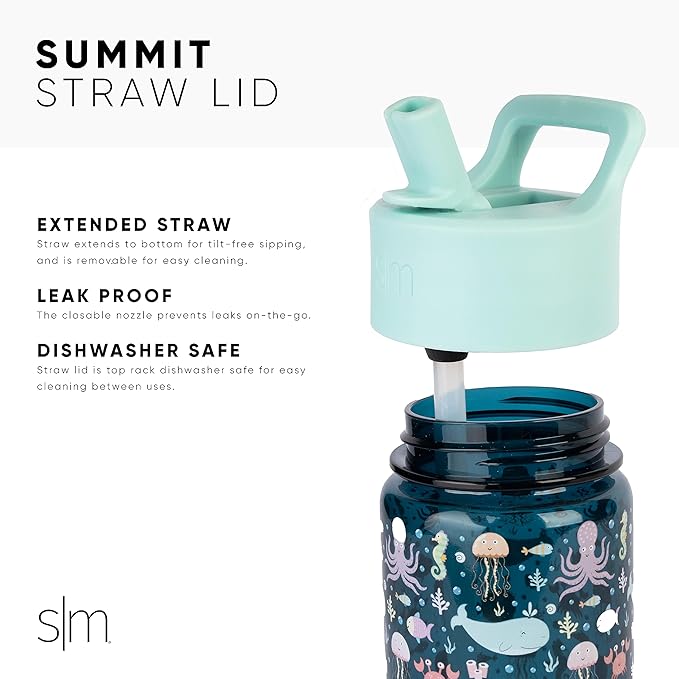 Simple Modern Sesame Street Cookie Monster Kids Water Bottle Plastic BPA-Free Tritan Cup with Leak Proof Straw Lid | Reusable and Durable for Toddlers, Boys | Summit Collection | 12oz