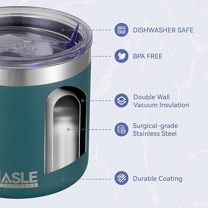 HASLE OUTFITTERS 10oz Insulated Tumblers with Lid and Straw,Stainless Steel Tumbler Travel Coffee Mug,Double Wall Reusable Tumbler Cup for Iced and Hot Drinks(Dark Green,12 Pack)