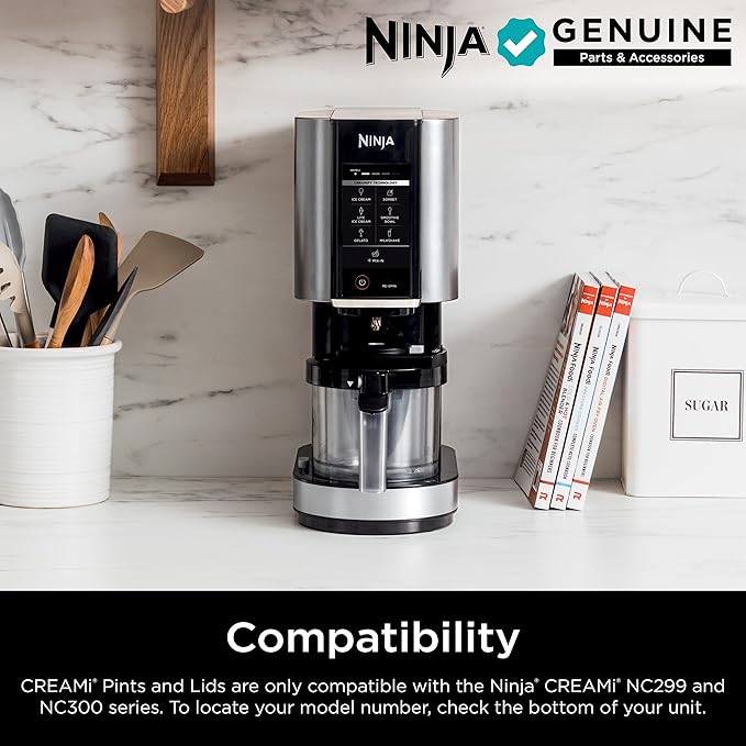 Ninja Creami Pints, Compatible with NC299AMZ & NC300s Series Creami Ice Cream Makers, Genuine Pint, BPA-Free & Dishwasher Safe, Color Lids, Clear/Grey/Lime/Pink/Aqua, XSKPLD4BCD (Pack of 16)