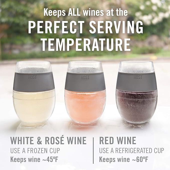 HOST Wine Freeze Cooling Cup, Plastic Double Wall Insulated Freezable Drink Chilling Tumbler with Freezing Gel | Wine Glasses for Red and White Wine, Set of 1, 8.5 oz, Coral