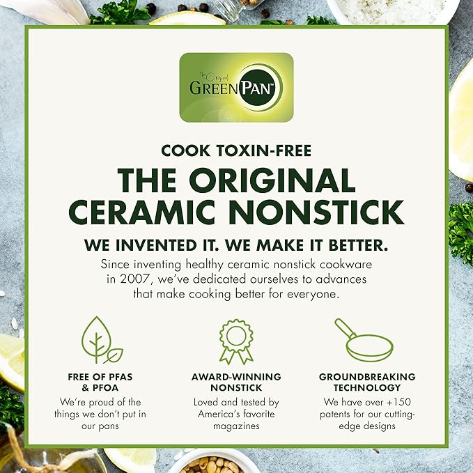 GreenPan Rio Healthy Ceramic Nonstick 5QT Saute Pan Jumbo Cooker with Helper Handle and Lid, PFAS-Free, Dishwasher Safe, Black