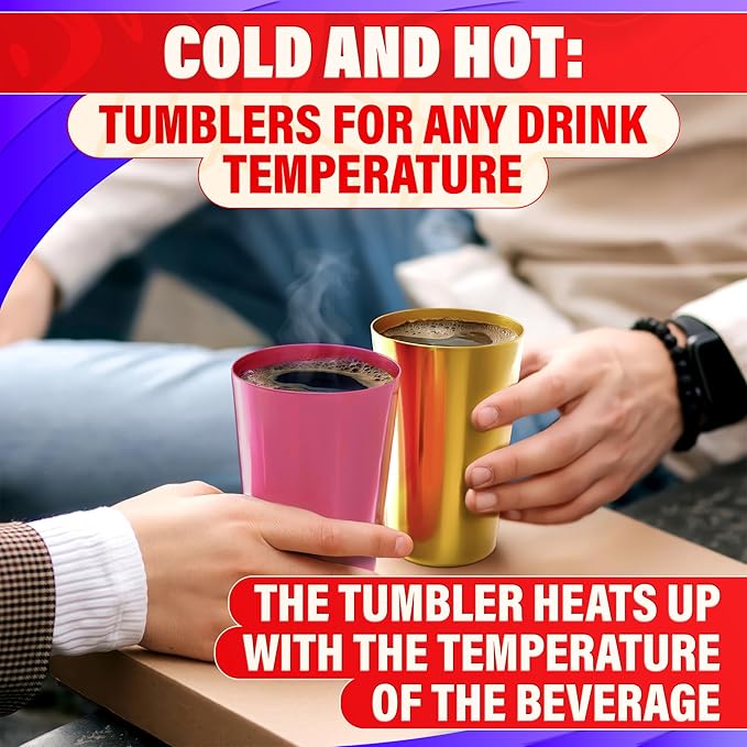 Retro Aluminum Cups 15 oz Set of 6 - Christmas Metal Tumblers for Cold Drinks, Festive Color-Finished Metal Cups for Drinking, Stackable and Dishwasher-Safe, for Home, Camping, Patio & Holiday Parties