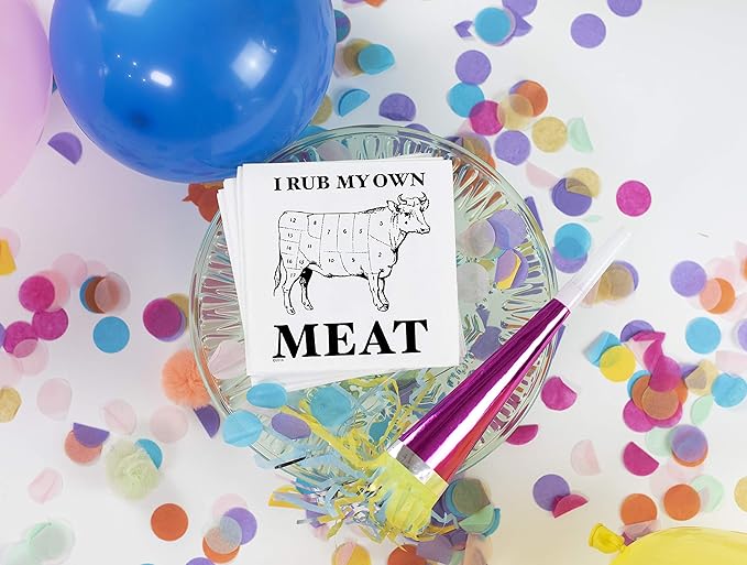 Twisted Wares - Funny Cocktail Napkins - I RUB MY OWN MEAT - Boutique Cocktail Napkins - Perfect for any Celebrations 5"X5" (20 Pack)