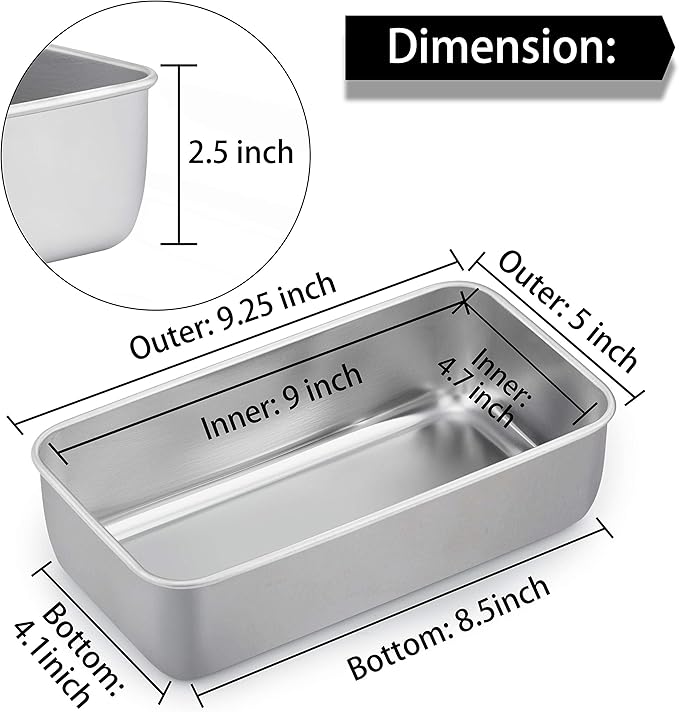 TeamFar Loaf Pans for Baking, 9 × 5 Inch Stainless Steel Loaf Bread Pans Tins for Homemade Bread/Brownies, Healthy & Sturdy, Oven & Dishwasher Safe - Set of 6