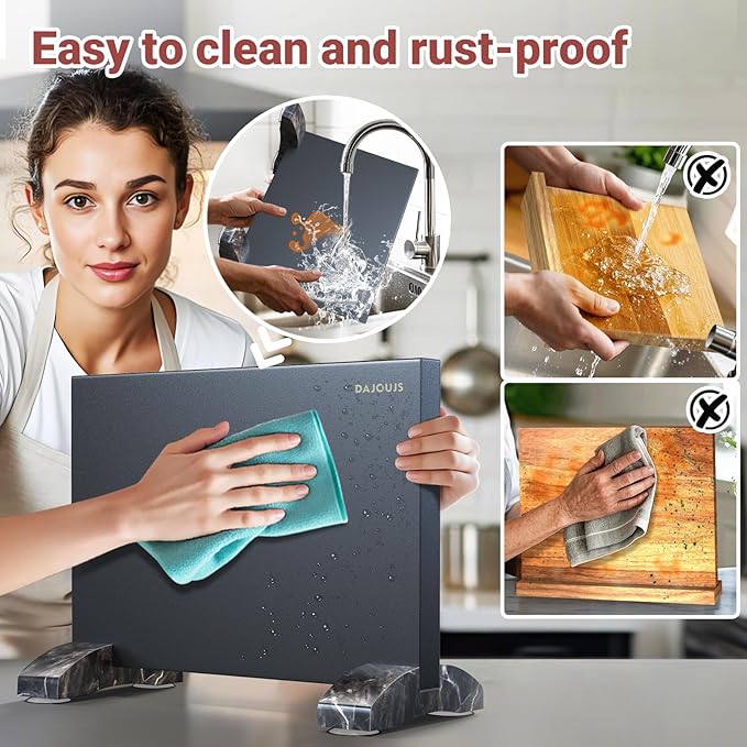 Magnetic Knife Block, Magnetic Kitchen Knife Holder Stand with Strong Magnet Strip for Kitchen Counter, Stainless Steel Double-Sided Universal Knife Storage Rack Organizer Without Knives-Black