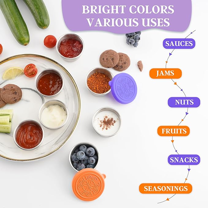 6x1.6 Oz Salad Dressing Containers With Lids, Small Leakproof Reusable Stainless Steel Salad Dressing Container To Go For Lunch Boxes,Sauce containers, Picnics,Travel Meal Prep And Kitchen Storage.