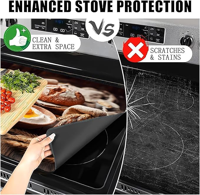 Farmhouse Baking Stove Top Cover 28.3 x 20.5 Inches, Heat Resistant Glass Stove - Image 6