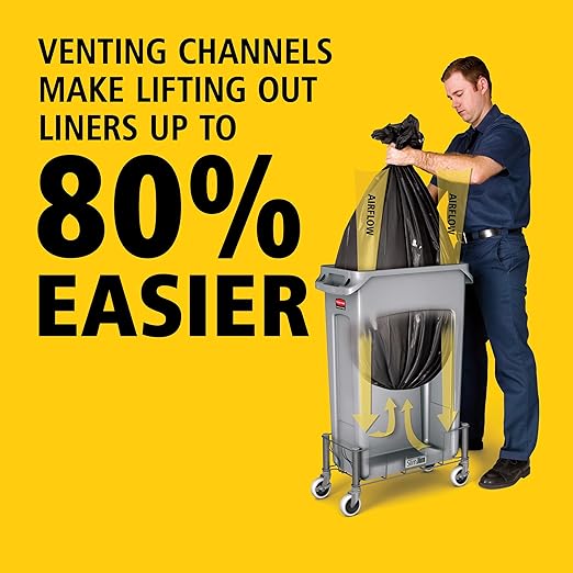Rubbermaid Commercial Products Slim Jim Plastic Rectangular Trash/Garbage Can with Venting Channels 23 Gallon Gray