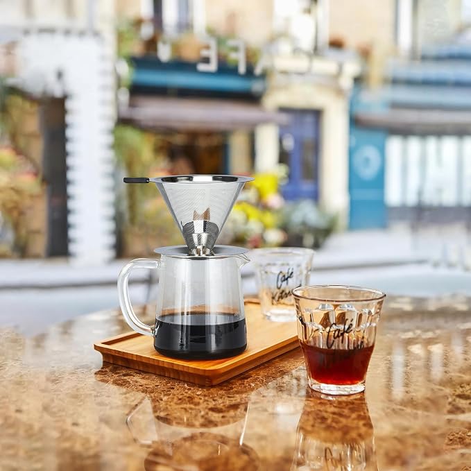 Pour Over Coffee Dripper Slow Drip Paperless Coffee Filter, Double Mesh - Image 7