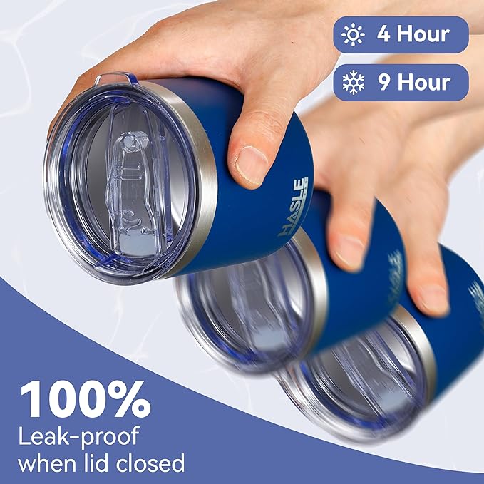 HASLE OUTFITTERS 10oz Insulated Tumblers with Lid and Straw,Stainless Steel Tumbler Travel Coffee Mug,Double Wall Reusable Tumbler Cup for Iced and Hot Drinks(Navy，6 Pack)