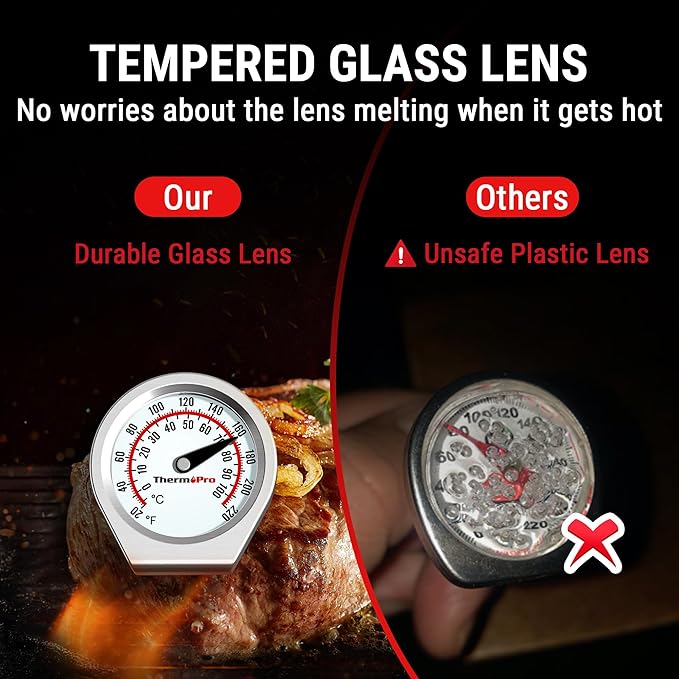 ThermoPro Dial Instant Read Meat Thermometer for Cooking, Grill Food Thermometer with Glass Lens, Portable Kitchen Thermometer with 5'' Stainless Steel Probe for Liquid, Steak, Turkey Temp Checking