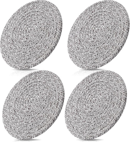 ME.FAN 7 Inch Trivets/Potholders 4 Set Cotton Thread Weave Trivets for Pots and Pans - Large Coasters/Hot Pads to Protect Desktop & Countertop - Mix Deep Coffee