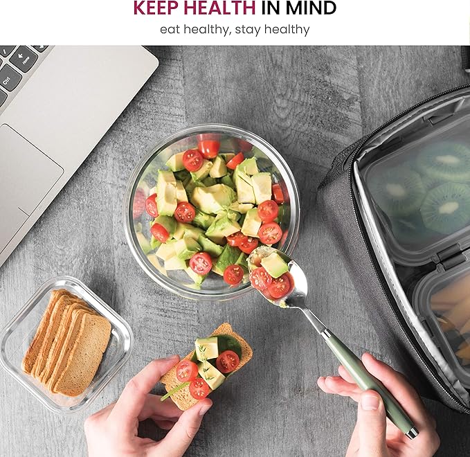 FineDine Glass Storage Containers with Lids - Leak Proof, Dishwasher Safe Glass Food Storage Containers for Meal Prep or Leftovers (Black, 24 Piece)