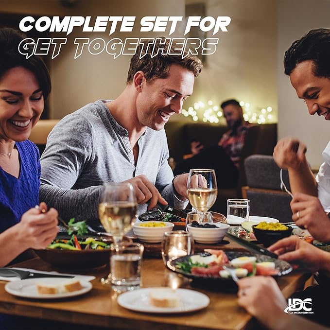 LDC Serrated Steak Knives Set of 8, Elegant Black Ultra Sharp Knives, Dishwasher Safe Stainless Steel Dining Knife Set