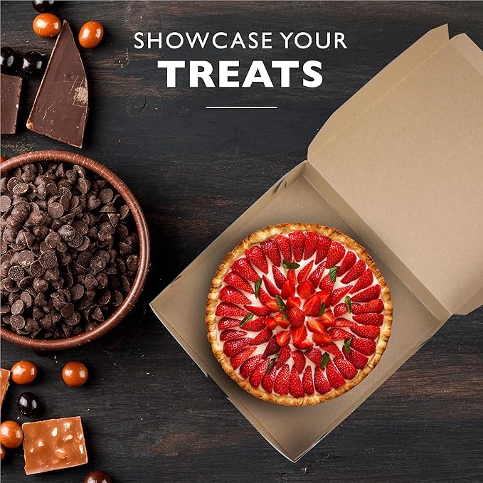 Fit Meal Prep [250 Pack] White Pie Boxes - 10x10x2.5 Inch Square Bakery Boxes for Cookies, Cheesecake, Chocolate Covered Strawberries, Dessert, Macaroon, Bread - Bulk Paper Cardboard Boxes