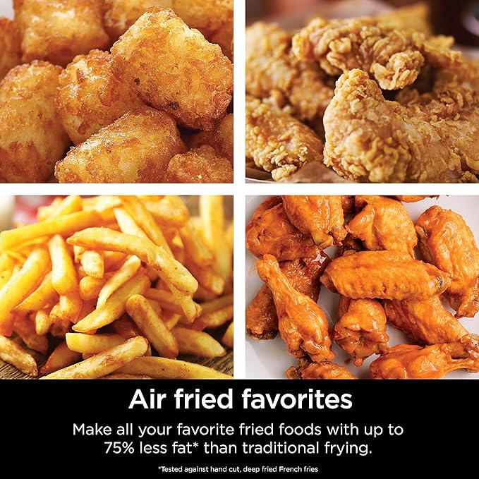 Ninja | Air Fryer | 4 QT Capacity | 4-in1 Roast, Crisp, Roast, Reheats, & Dehydrates | Dishwasher Safe Parts | Includes 20 Easy & Healthy Recipes | Compact | Grey | AF101