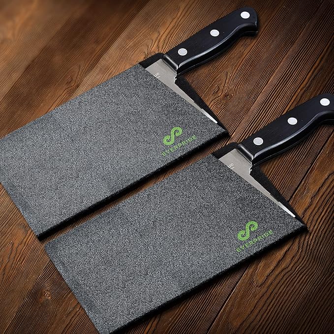 EVERPRIDE Butcher Chef Knife Edge Guards (2-Piece Set) Wide Knives Blade Edge Protectors - Meat Cleaver Knife Sheath Set - BPA-Free Chef Knife Covers Fits Blades Up To 8” x 4” – Knives Not Included