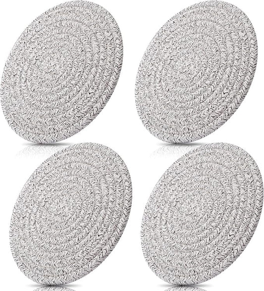 ME.FAN 7 Inch Trivets/Potholders 4 Set Cotton Thread Weave Trivets for Pots and Pans - Large Coasters/Hot Pads to Protect Desktop & Countertop - Mix Light Coffee