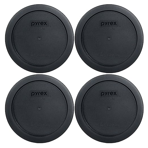 Pyrex 7201-PC Black Replacement Food Storage Lid Covers - 4 Pack