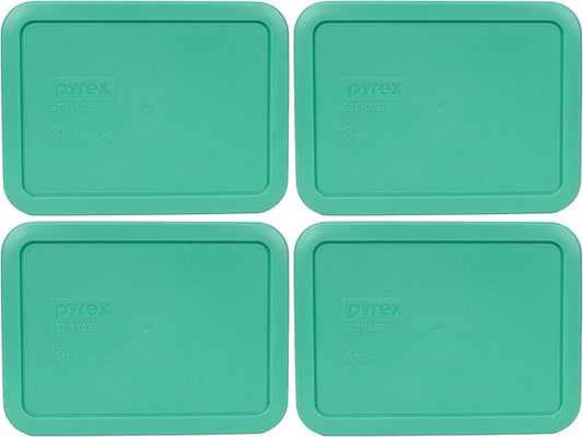 Pyrex 7210-PC 3-Cup Light Green Food Storage Replacement Lid (4-Pack) - Made in USA