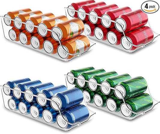 Utopia Kitchen Soda Can Organizer and Dispenser for Refrigerator/Pantry - Durable Can Storage Organizer Fridge & Kitchen Organization - (Clear, Set of 4)