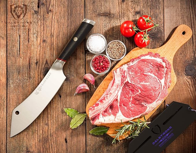 DALSTRONG Hybrid Cleaver & Chef Knife - 8 inch - Phantom Series - 'The Crixus' - Japanese High-Carbon AUS8 Steel Kitchen Knife - Pakkawood Handle - Cooking Knife - Meat Cleaver Knife - Sheath Included