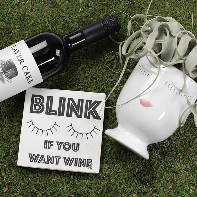 Twisted Wares - Funny Cocktail Napkins - BLINK IF YOU WANT WINE - Boutique Cocktail Napkins - Perfect for any Celebrations 5"X5" (20 Pack)