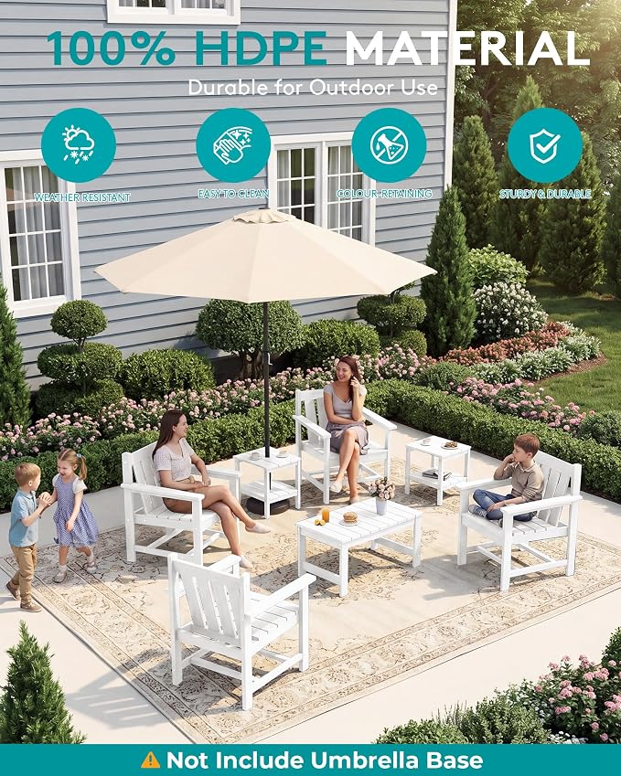 SEWRWALL Patio Furniture Set, HDPE Material All Weather Use Adirondack Chair Set - Image 5