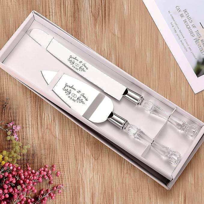 AW BRIDAL Personalized Cake Cutting Set for Wedding, Stainless Steel Cake Knife and Server Set Pie Server Wedding Engagement Gifts for Couples//DK2101CPP25//