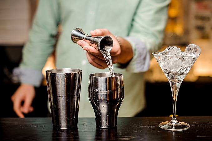HIC Kitchen Bar Japanese-Style Double Cocktail Jigger, 18/8 Stainless Steel, For Mixing And Measuring Craft Cocktails, 0.5- To 2-Ounce