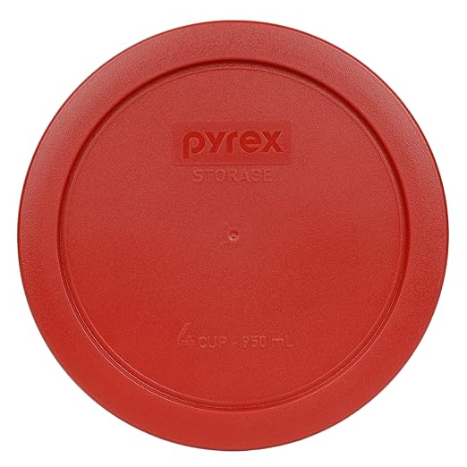Pyrex 7201-PC Round 4 Cup Storage Lid for Glass Bowls (1, Poppy Red)